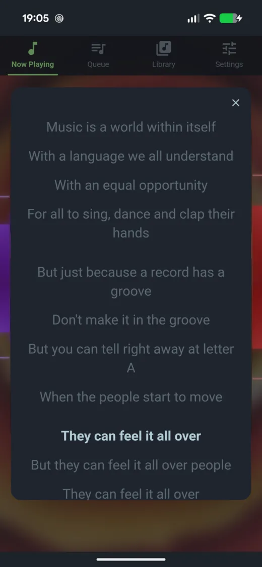 Synchronized lyrics view